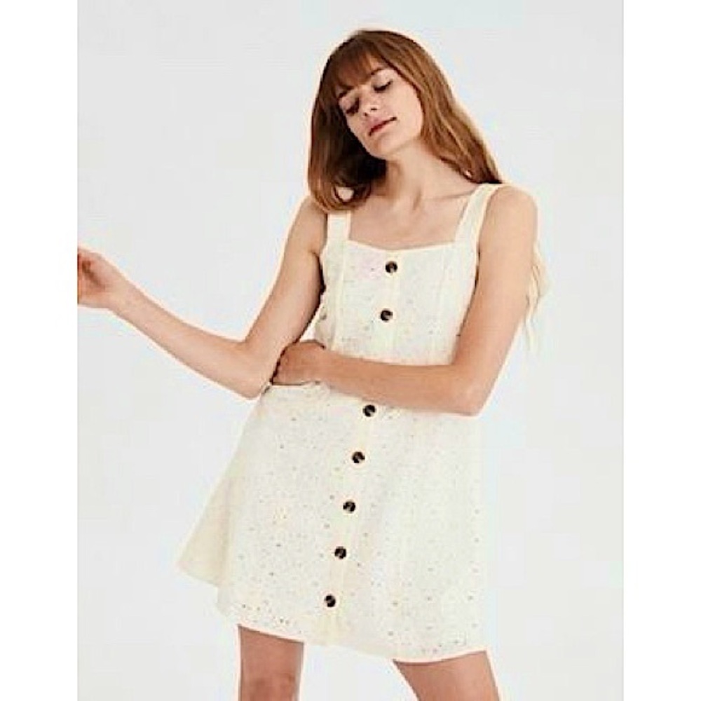 American Eagle Floral Button Front Lace Mini Dress